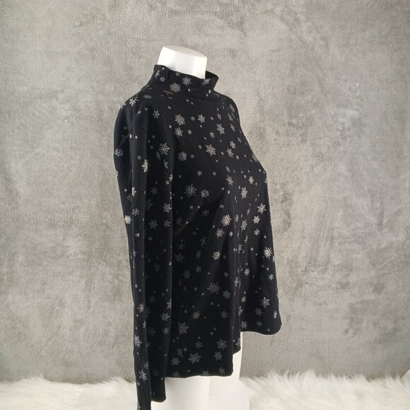 NWT KAREN SCOTT Christmas Snowflake Glitter Petite XL Top Mock Neck Cotton Knit - Picture 5 of 11